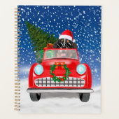 雪のクリスマスにベルネーズマウンテンドッグ車を運転 プランナー手帳 (正面)
