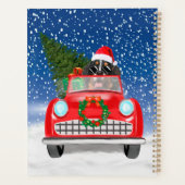 雪のクリスマスにベルネーズマウンテンドッグ車を運転 プランナー手帳 (裏面)