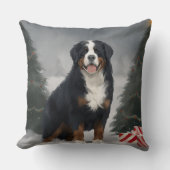 雪のクリスマスにベルネーズマウンテンドッグ クッション (正面)