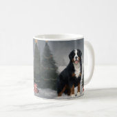 雪のクリスマスにベルネーズマウンテンドッグ コーヒーマグカップ (正面右)