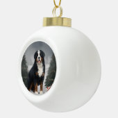 雪のクリスマスにベルネーズマウンテンドッグ セラミックボールオーナメント (右)