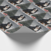 雪のクリスマスにベルネーズマウンテンドッグ ラッピングペーパー (角)