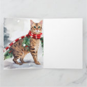 雪のクリスマスにベンガル猫 カード (内部)