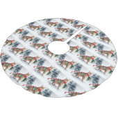 雪のクリスマスにベンガル猫 ブラッシュドポリエステルツリースカート (アングル)