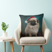 雪のクリスマスにペキン犬 クッション (椅子)