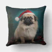 雪のクリスマスにペキン犬 クッション (裏面)