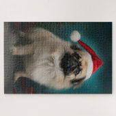 雪のクリスマスにペキン犬 ジグソーパズル (横)