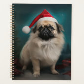 雪のクリスマスにペキン犬 プランナー手帳 (正面)