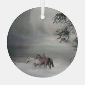 雪のクリスマスにホリデーウマ ガラスオーナメント (裏面)