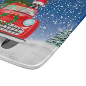 雪のクリスマスにボストンテリア犬の車を運転 カッティングボード (角)