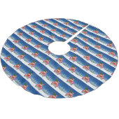 雪のクリスマスにボストンテリア犬の車を運転 ブラッシュドポリエステルツリースカート (アングル)