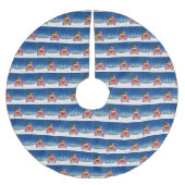 雪のクリスマスにボストンテリア犬の車を運転 ブラッシュドポリエステルツリースカート (正面)