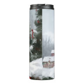 雪のクリスマスにボストンテリア犬 タンブラー (裏面)