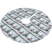 雪のクリスマスにボストンテリア犬 ブラッシュドポリエステルツリースカート (アングル)