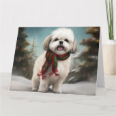 雪のクリスマスにマルティ・チュ・ドッグ カード (正面)