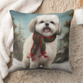 雪のクリスマスにマルティ・チュ・ドッグ クッション (ブランケット)