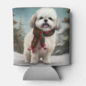 雪のクリスマスにマルティ・チュ・ドッグ 缶クーラー (裏面)