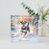 雪のクリスマスにミニチュアのシュナウザー シーズンカード (スタンド正面)