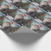 雪のクリスマスにメインのクーンキャット ラッピングペーパー (角)