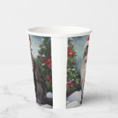 雪のクリスマスにメインのクーンキャット 紙コップ (右)