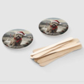 雪のクリスマスにヨーキポー犬 ハンドファン (組立なし)