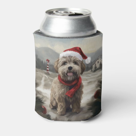 雪のクリスマスにヨーキポー犬 缶クーラー (缶裏面)