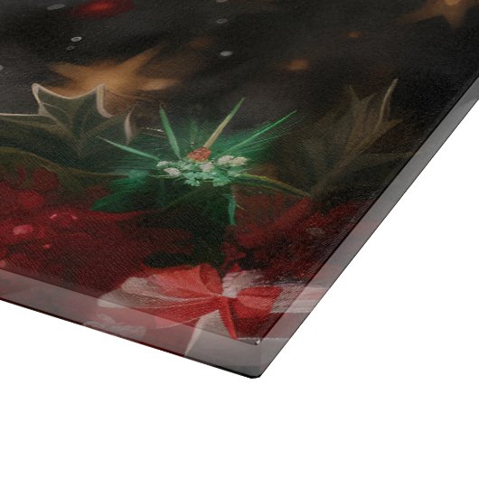 雪のクリスマスにヨークシャー・テリア犬 カッティングボード (角)