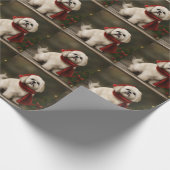 雪のクリスマスにラサ・アッソ犬 ラッピングペーパー (角)