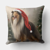 雪のクリスマスにラフなコリー犬 クッション (裏面)