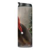 雪のクリスマスにラフなコリー犬 タンブラー (回転右)