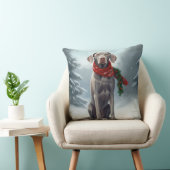 雪のクリスマスにワイマラーンドッグ クッション (椅子)