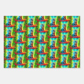 雪のクリスマスに可愛いグレーの子猫 ラッピングペーパーシート (正面3)