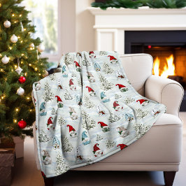 雪のクリスマスに水彩冬の格言 フリースブランケット