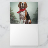 雪のクリスマスに犬を探すトレイング・ウォーカーコンハウンド カード (内部)