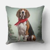 雪のクリスマスに犬を探すトレイング・ウォーカーコンハウンド クッション (裏面)