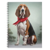 雪のクリスマスに犬を探すトレイング・ウォーカーコンハウンド ノートブック (正面)