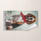 雪のクリスマスに犬を探すトレイング・ウォーカーコンハウンド バスタオルセット (ハンドタオル)