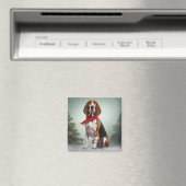 雪のクリスマスに犬を探すトレイング・ウォーカーコンハウンド マグネット (インサイチュ (食洗機))