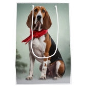 雪のクリスマスに犬を探すトレイング・ウォーカーコンハウンド ミディアムペーパーバッグ (裏面)