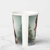 雪のクリスマスに犬を探すトレイング・ウォーカーコンハウンド 紙コップ (右)