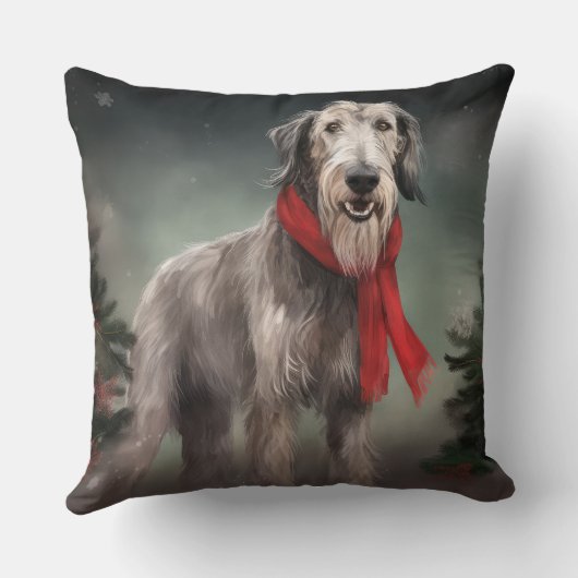 雪のクリスマスに犬を飼う クッション (裏面)