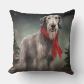 雪のクリスマスに犬を飼う クッション (正面)