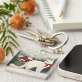 雪のクリスマスに登場するトルコのアンゴラ猫 キーホルダー (正面右)