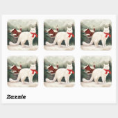 雪のクリスマスに登場するトルコのアンゴラ猫 スクエアシール (シート)