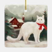 雪のクリスマスに登場するトルコのアンゴラ猫 セラミックオーナメント (裏面)