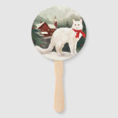 雪のクリスマスに登場するトルコのアンゴラ猫 ハンドファン (正面)