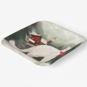 雪のクリスマスに登場するトルコのアンゴラ猫 ペーパープレート (傾斜あり)