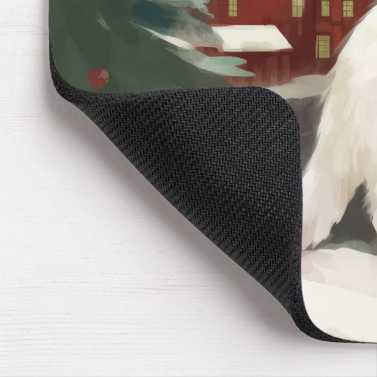 雪のクリスマスに登場するトルコのアンゴラ猫 マウスパッド (コーナー)