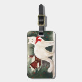 雪のクリスマスに登場するトルコのアンゴラ猫 ラゲッジタグ (正面縦)