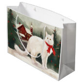 雪のクリスマスに登場するトルコのアンゴラ猫 ラージペーパーバッグ (裏面アングル)